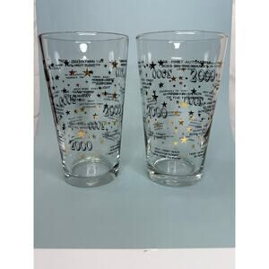 Year 2000 Millennium Pint Glasses Historical Commemorate Moments Black & Gold